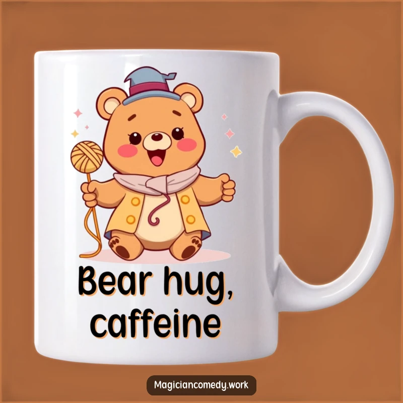 Funny Bear Magician Mug: Happy Yarn Levitation, Perfect Funny Gift