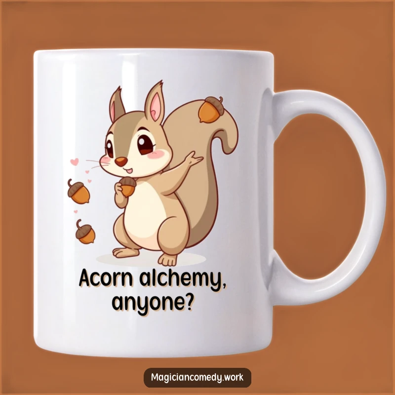 Funny Squirrel Magician Mug: Mischievous Acorn Trick, Perfect Gift for Nature Lovers!