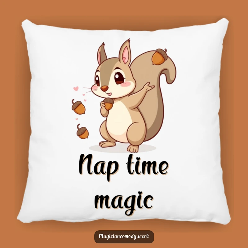 Funny Squirrel Magician Pillow: Comfy Acorn Magic, The Ultimate Cozy Gift!