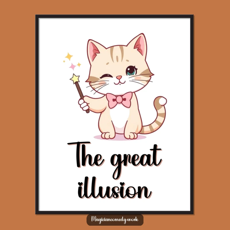Funny Magic Cat Digital Art - Instant Comedic Wall Decor Download