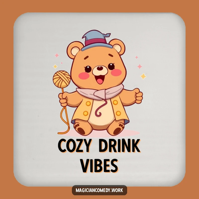 Funny Bear Magician Coaster: Happy Protection, Perfect Funny Gift