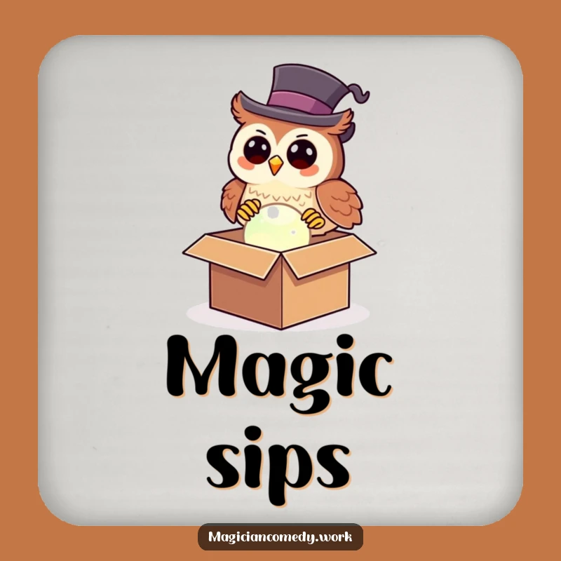 Funny Owl Magician Coaster: Protect Surfaces with Magic, Sweet Funny Gift