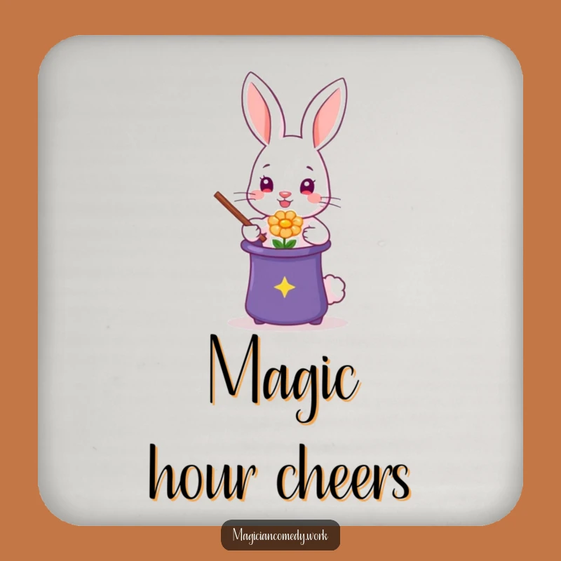 Funny Rabbit Magician Coaster: Cute Protection, Perfect Funny Gift