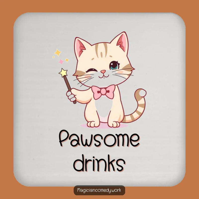 Funny Magic Cat Coaster Set - Protect Surfaces with Comedic Mystery