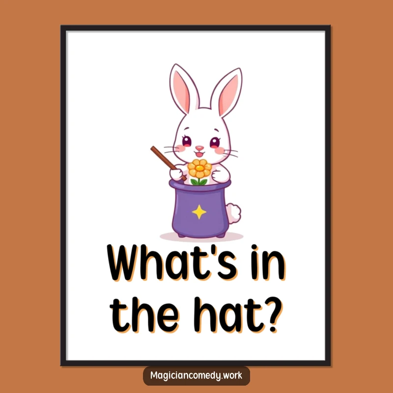 Funny Rabbit Magician Poster: Cute Magic Art, Perfect Funny Gift