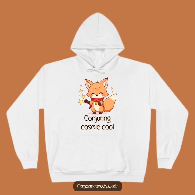 Funny Fox Magician Hoodie: Cozy Playful Stars, Perfect Funny Gift