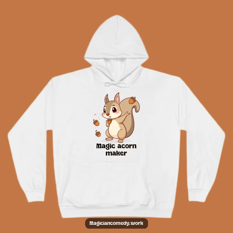 Cozy Funny Squirrel Magician Hoodie: Warm Acorn Magic, Ideal Gift for Chilly Days!