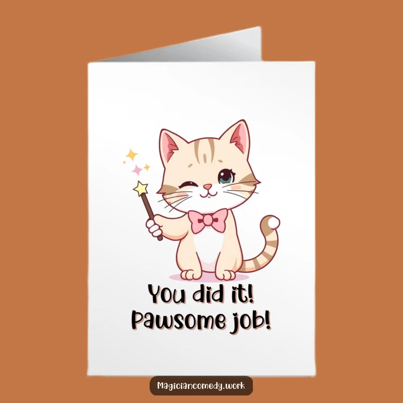 Free Printable Congrats Card: Cat Magician, Funny Downloadable Gift for Astonishing Feats