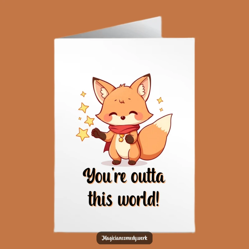 Free Printable Congrats Card: Fox Magician Star Powers Funny Downloadable Gift