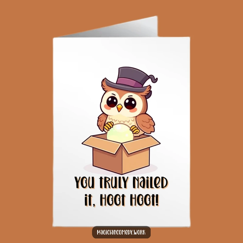 Free Printable Owl Magic Congratulations Card: Top Hat Orb Surprise Downloadable Gift