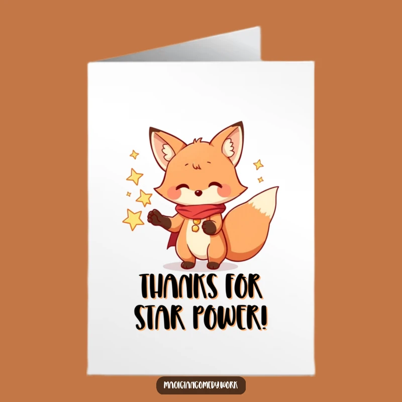 Free Printable Thank You Card: Fox Magician Stars Funny Downloadable Gift